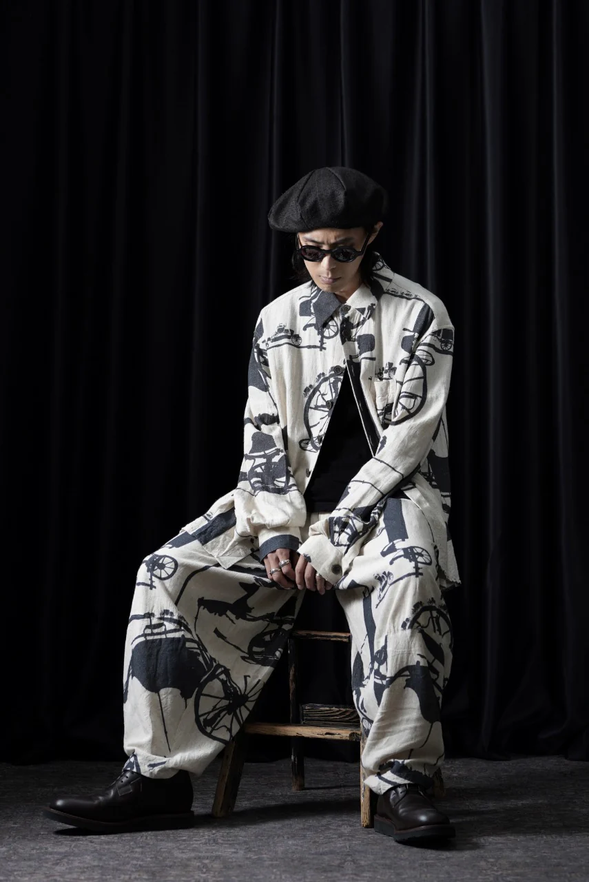 YUTA MATSUOKA circle pants / antique wagon print (ecru/print) - Image 16