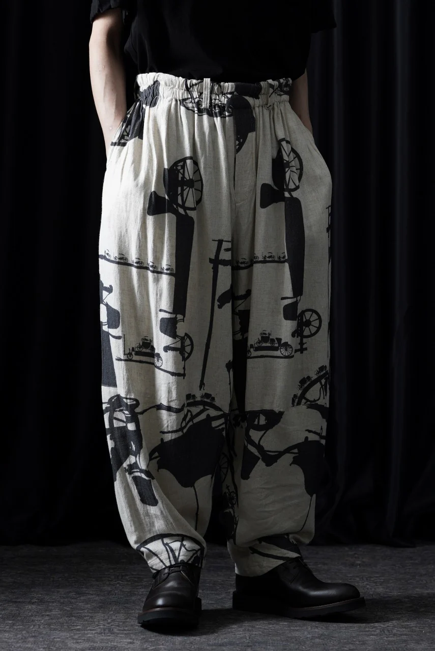YUTA MATSUOKA circle pants / antique wagon print (ecru/print) - Image 4