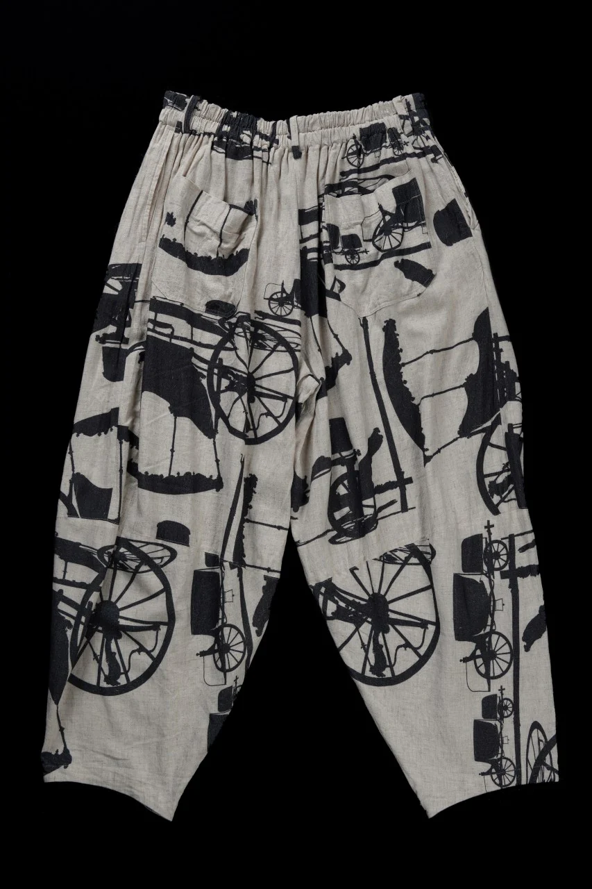YUTA MATSUOKA circle pants / antique wagon print (ecru/print) - Image 5