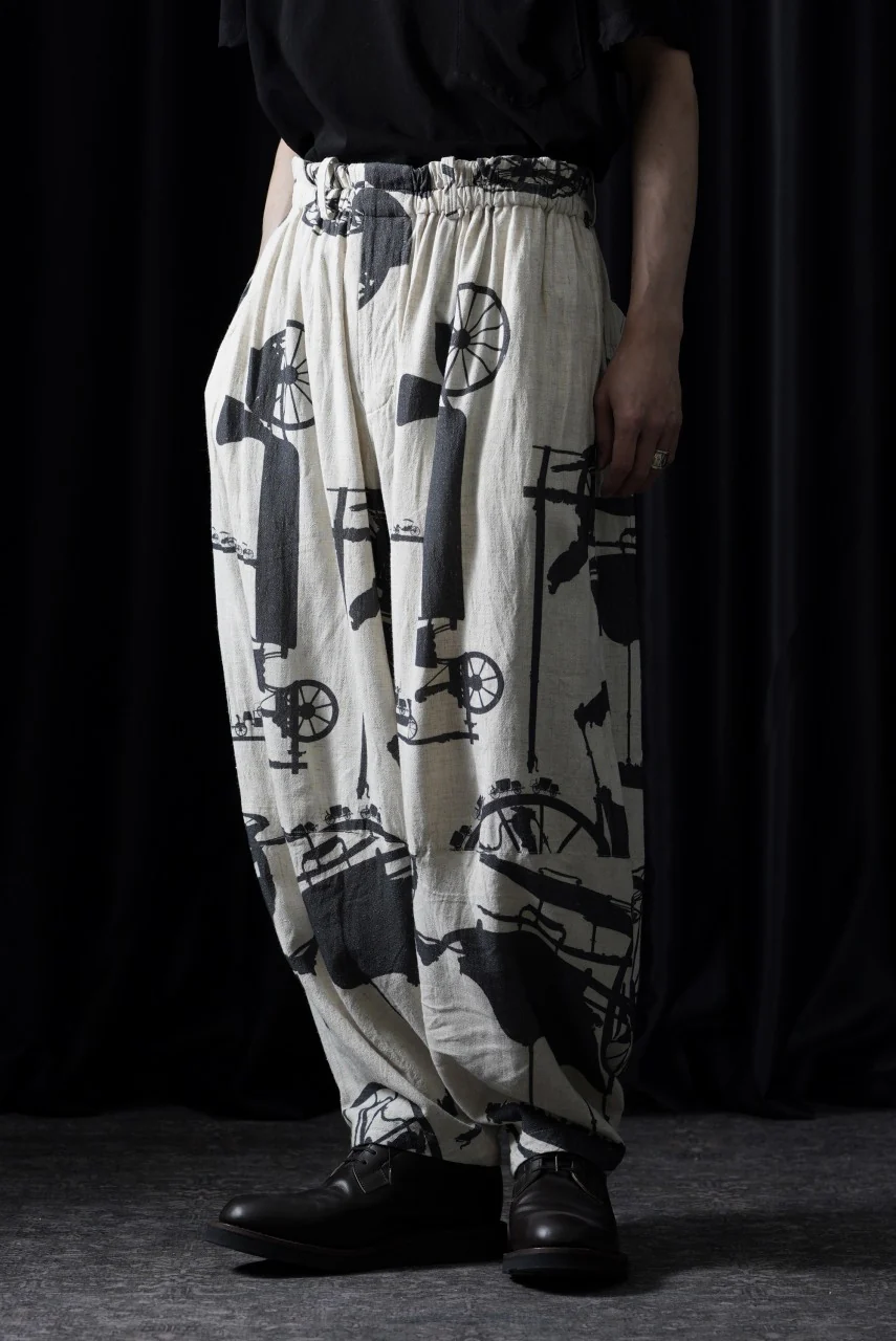 YUTA MATSUOKA circle pants / antique wagon print (ecru/print) - Image 6