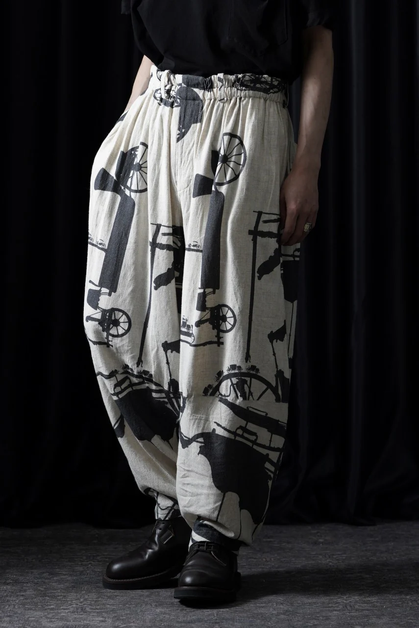 YUTA MATSUOKA circle pants / antique wagon print (ecru/print) - Image 8
