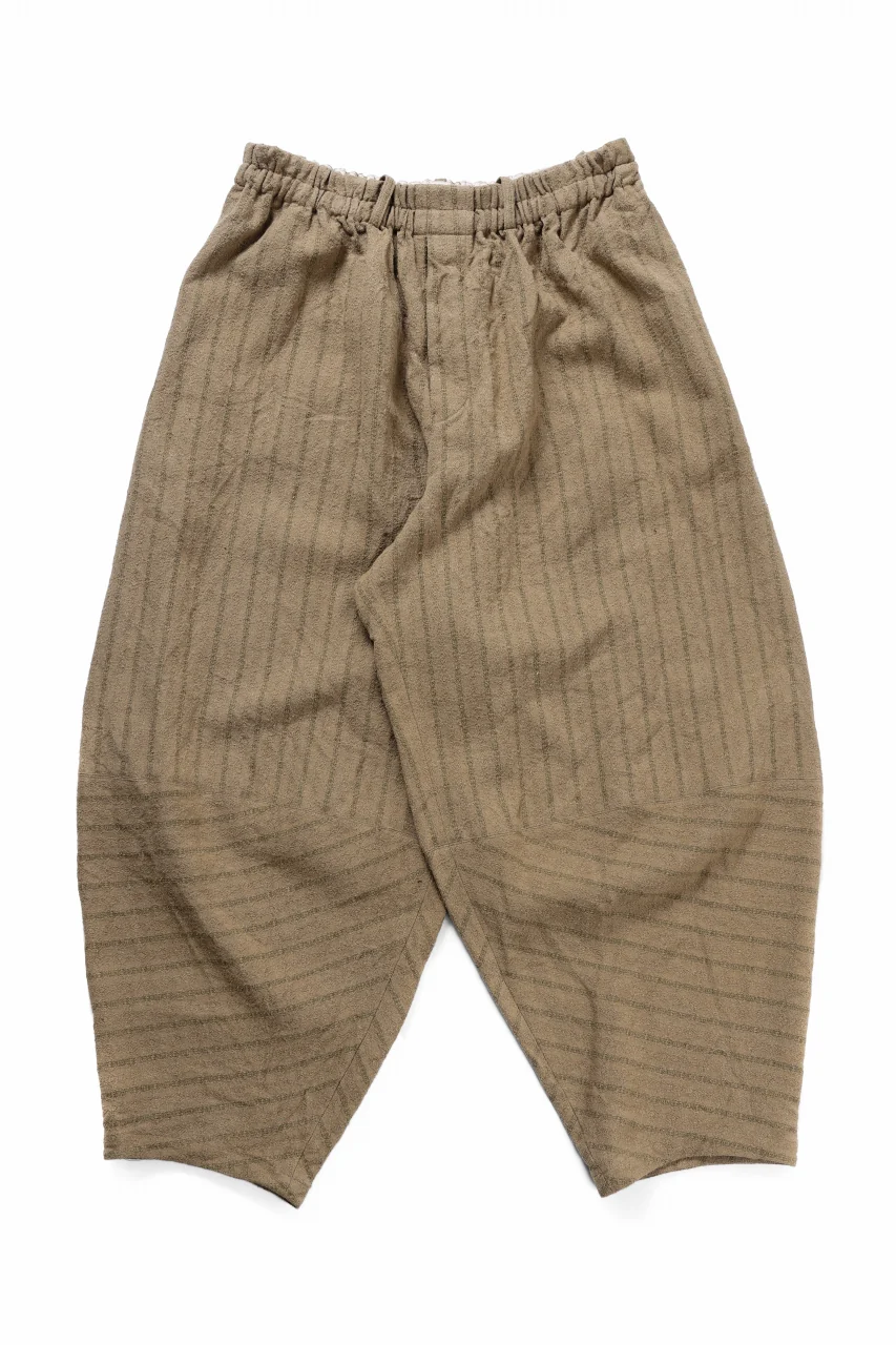 YUTA MATSUOKA circle pants / silk linen dobby stripe (camel)