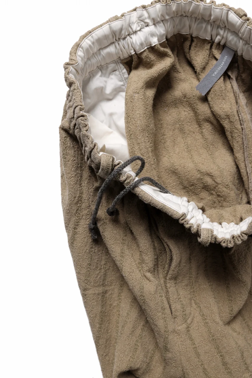 YUTA MATSUOKA circle pants / silk linen dobby stripe (camel) - Image 10