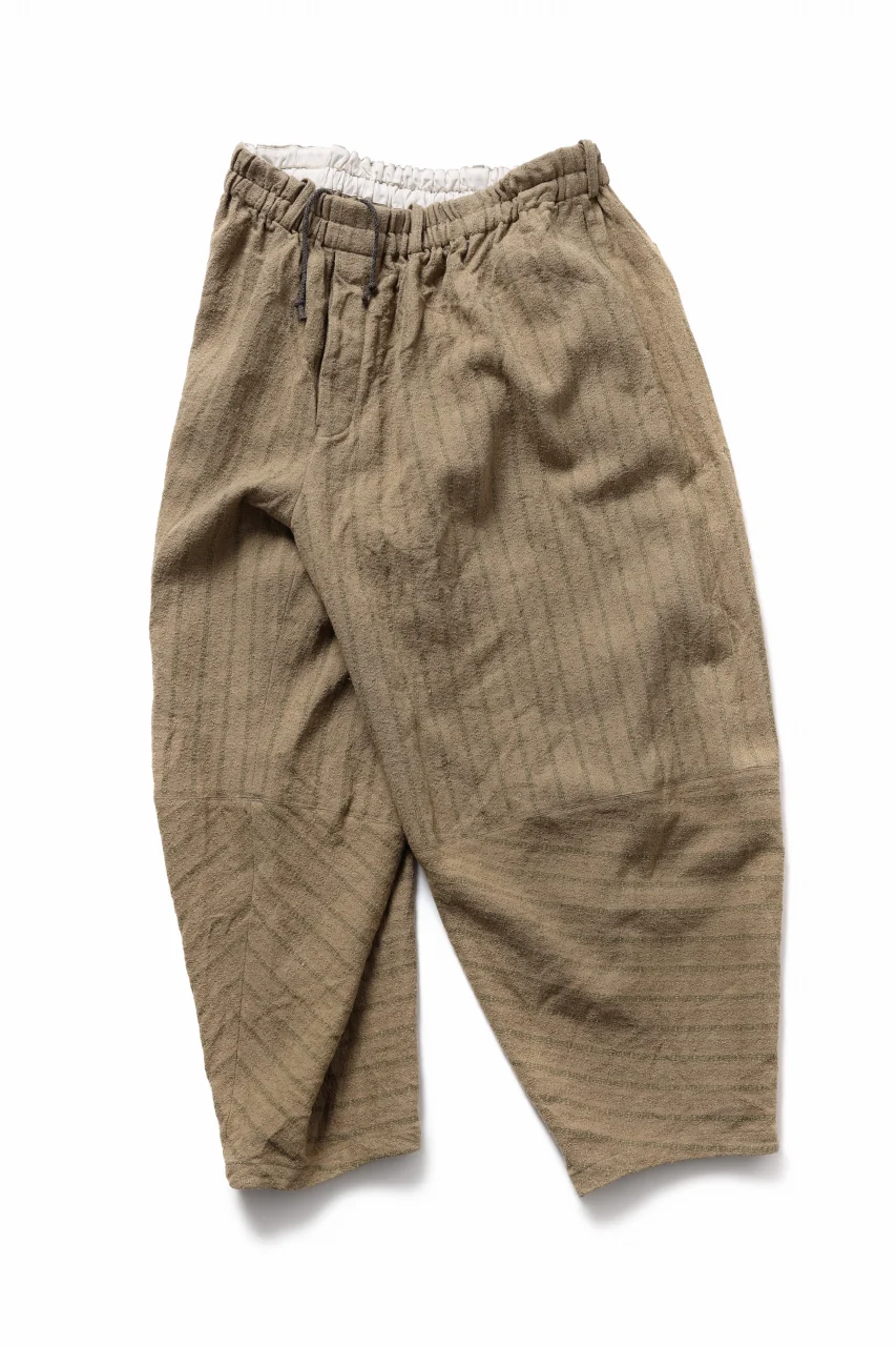 YUTA MATSUOKA circle pants / silk linen dobby stripe (camel) - Image 2