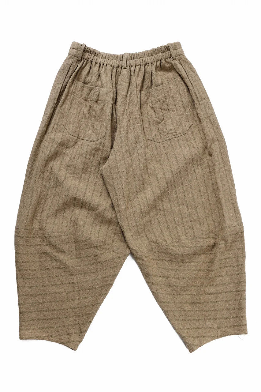 YUTA MATSUOKA circle pants / silk linen dobby stripe (camel) - Image 3