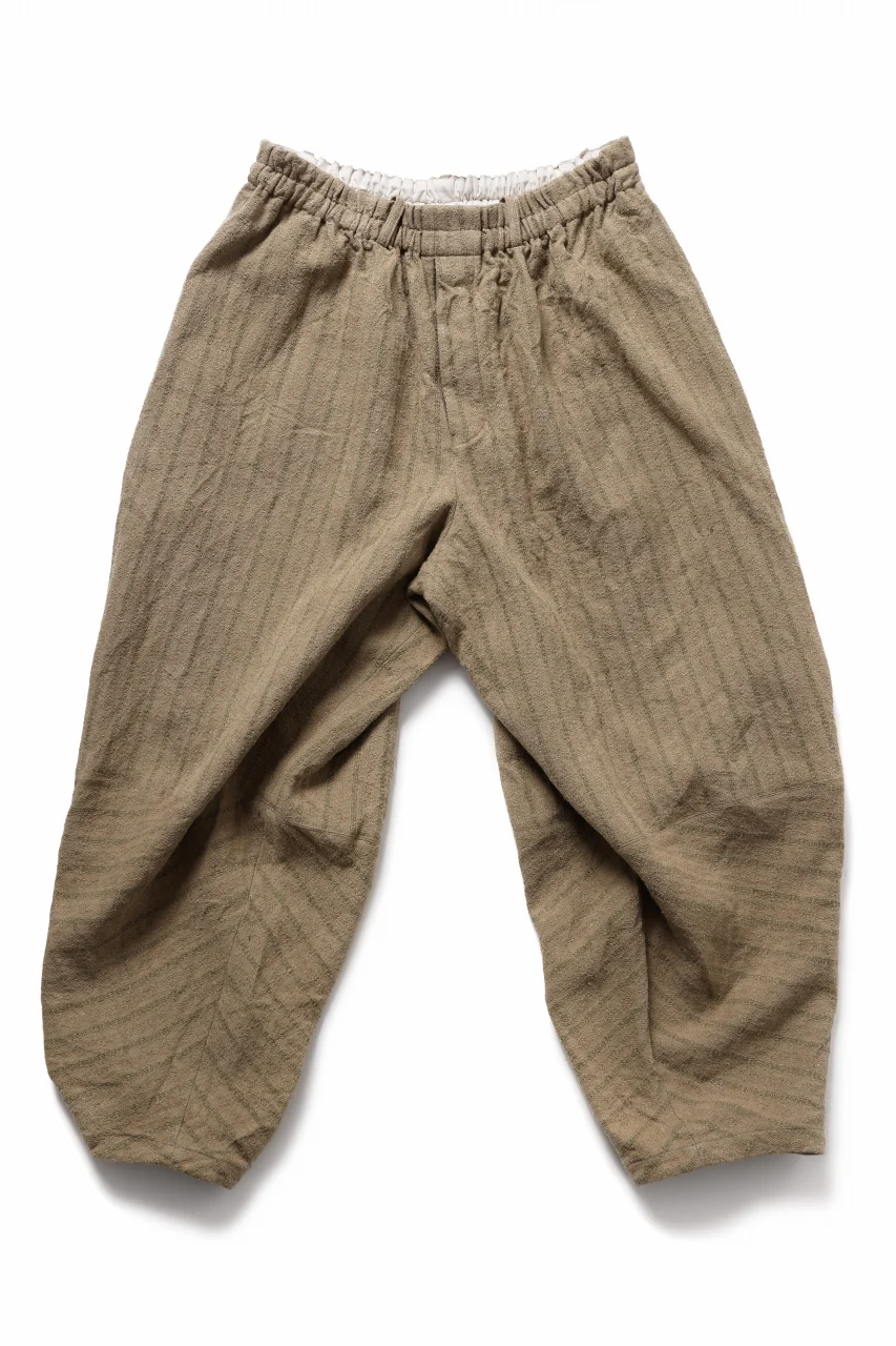 YUTA MATSUOKA circle pants / silk linen dobby stripe (camel) - Image 4