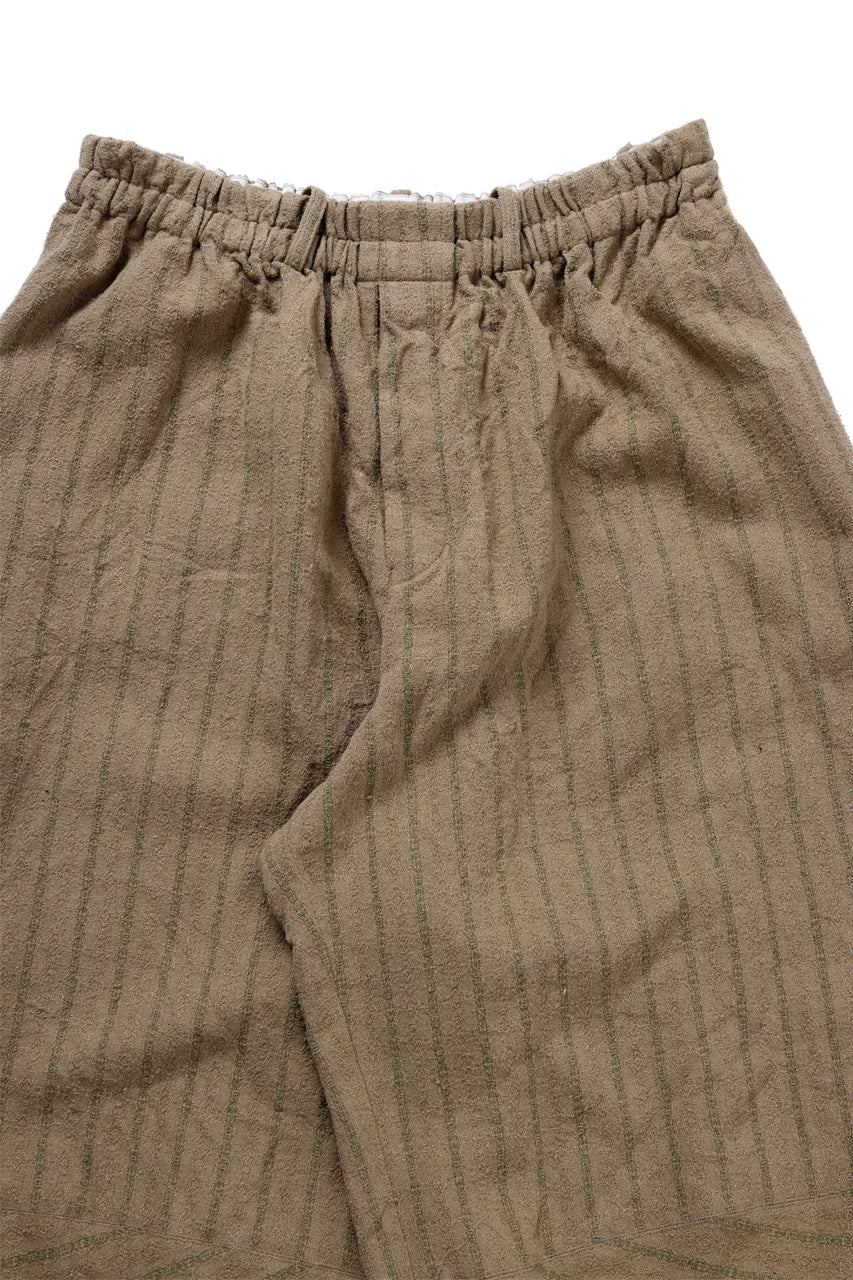 YUTA MATSUOKA circle pants / silk linen dobby stripe (camel) - Image 5