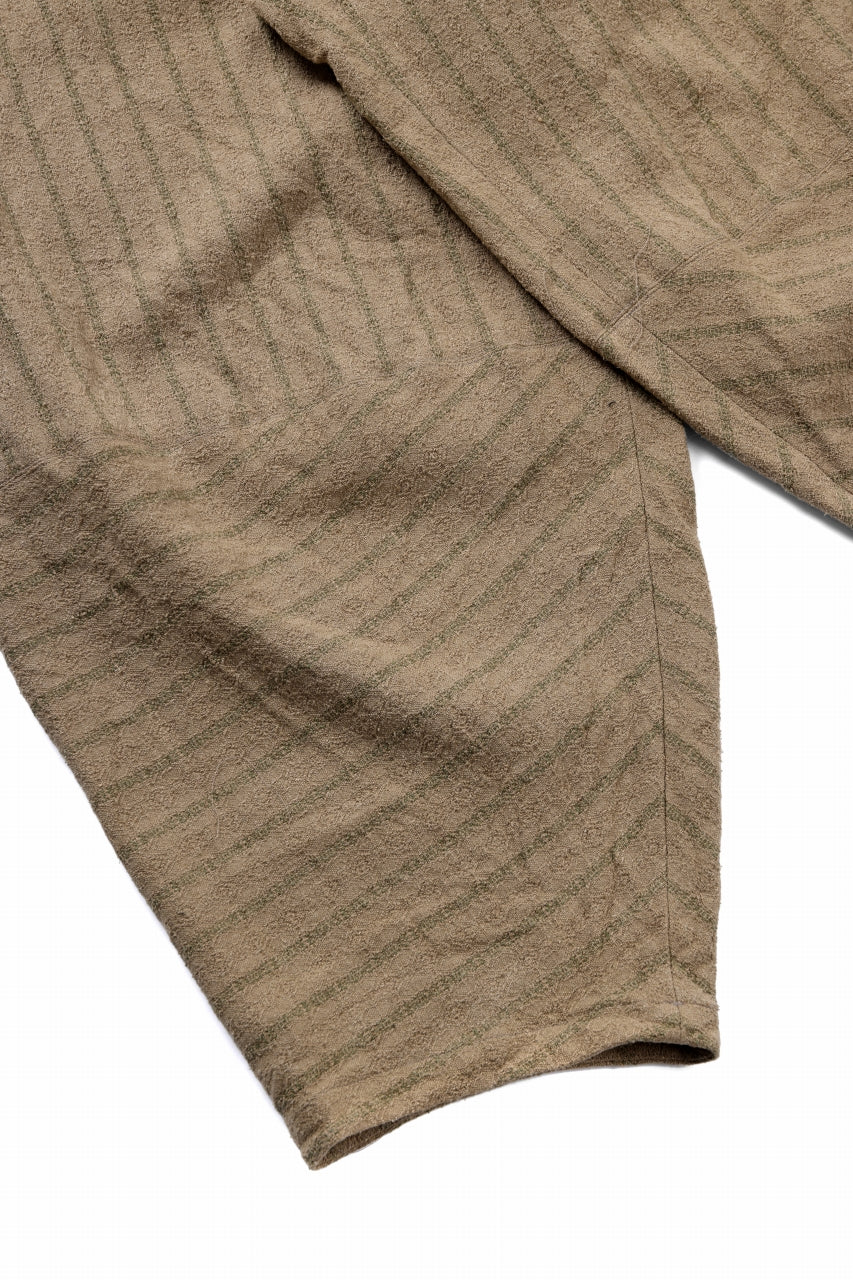 YUTA MATSUOKA circle pants / silk linen dobby stripe (camel) - Image 7