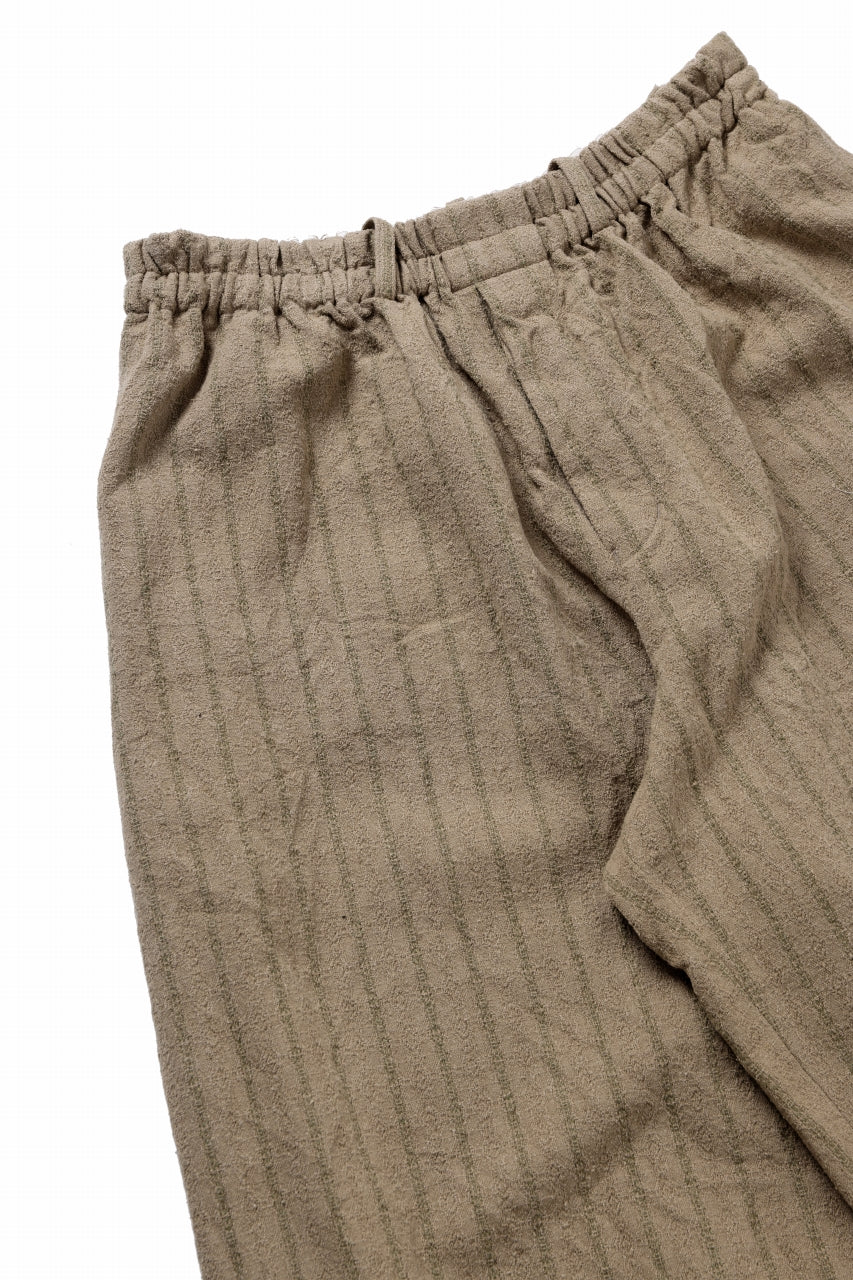 YUTA MATSUOKA circle pants / silk linen dobby stripe (camel) - Image 8