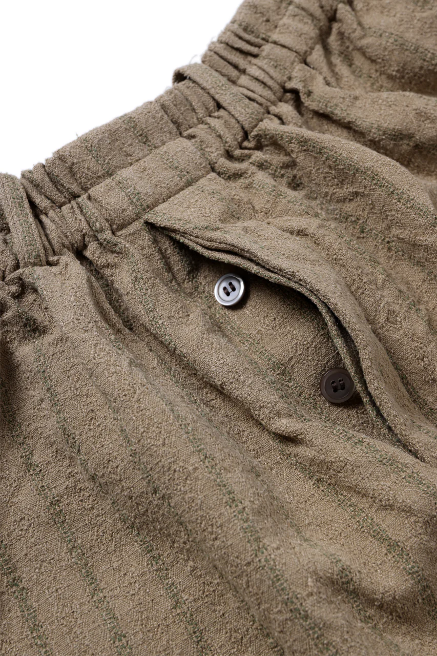 YUTA MATSUOKA circle pants / silk linen dobby stripe (camel) - Image 9