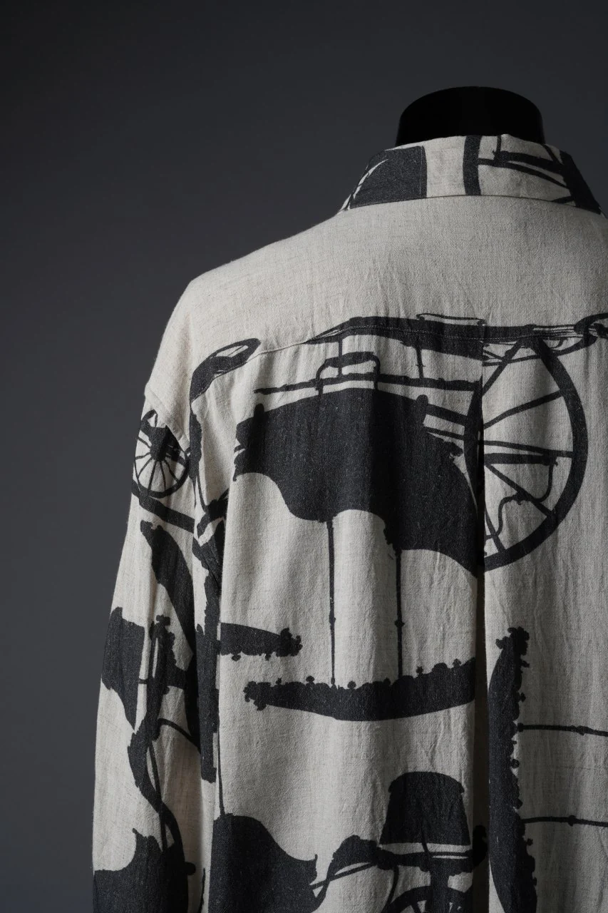 YUTA MATSUOKA classic shirt / antique wagon print (ecru/print) - Image 10