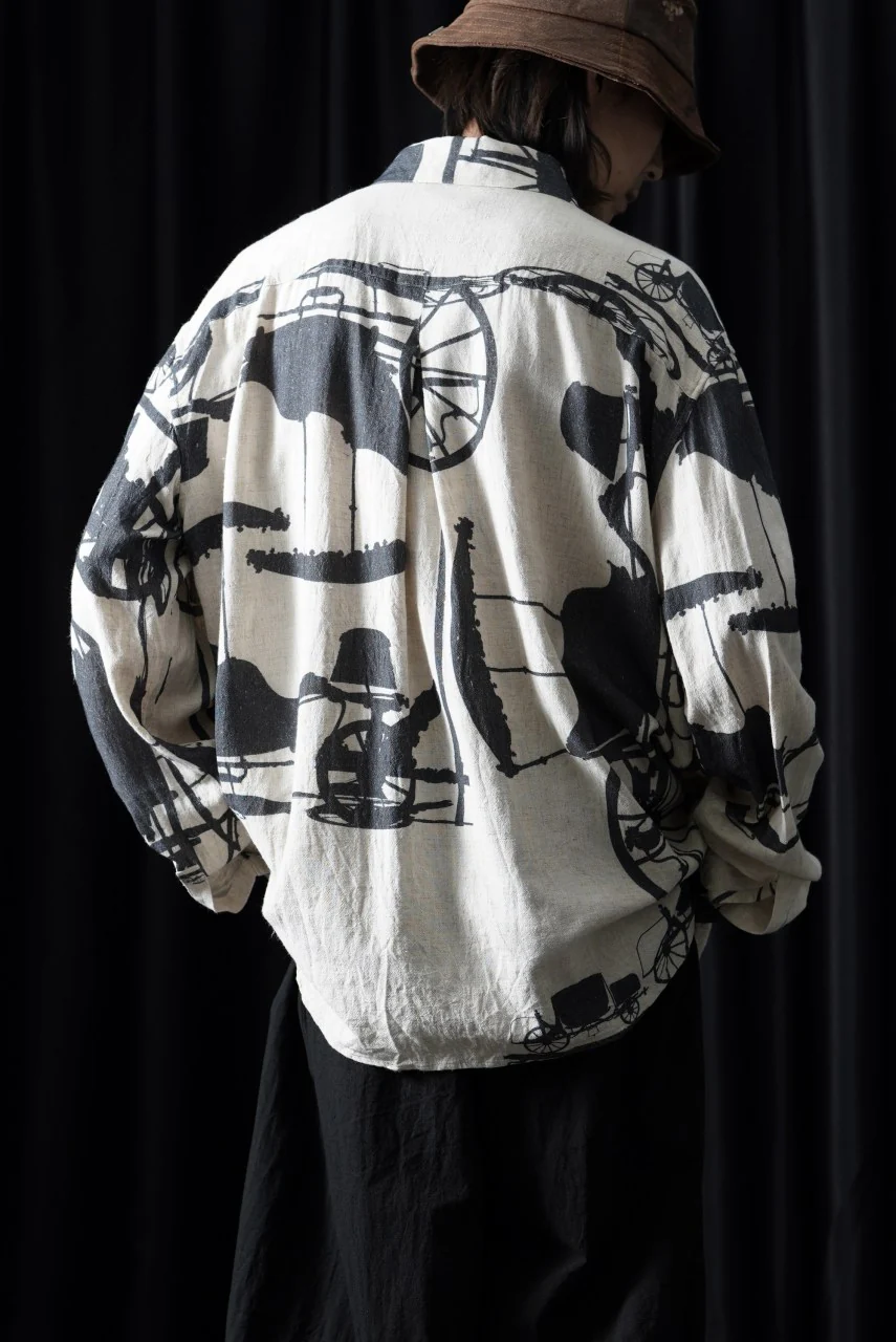 YUTA MATSUOKA classic shirt / antique wagon print (ecru/print) - Image 11