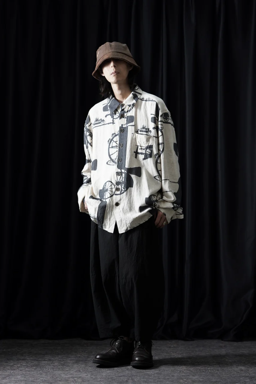 YUTA MATSUOKA classic shirt / antique wagon print (ecru/print) - Image 13
