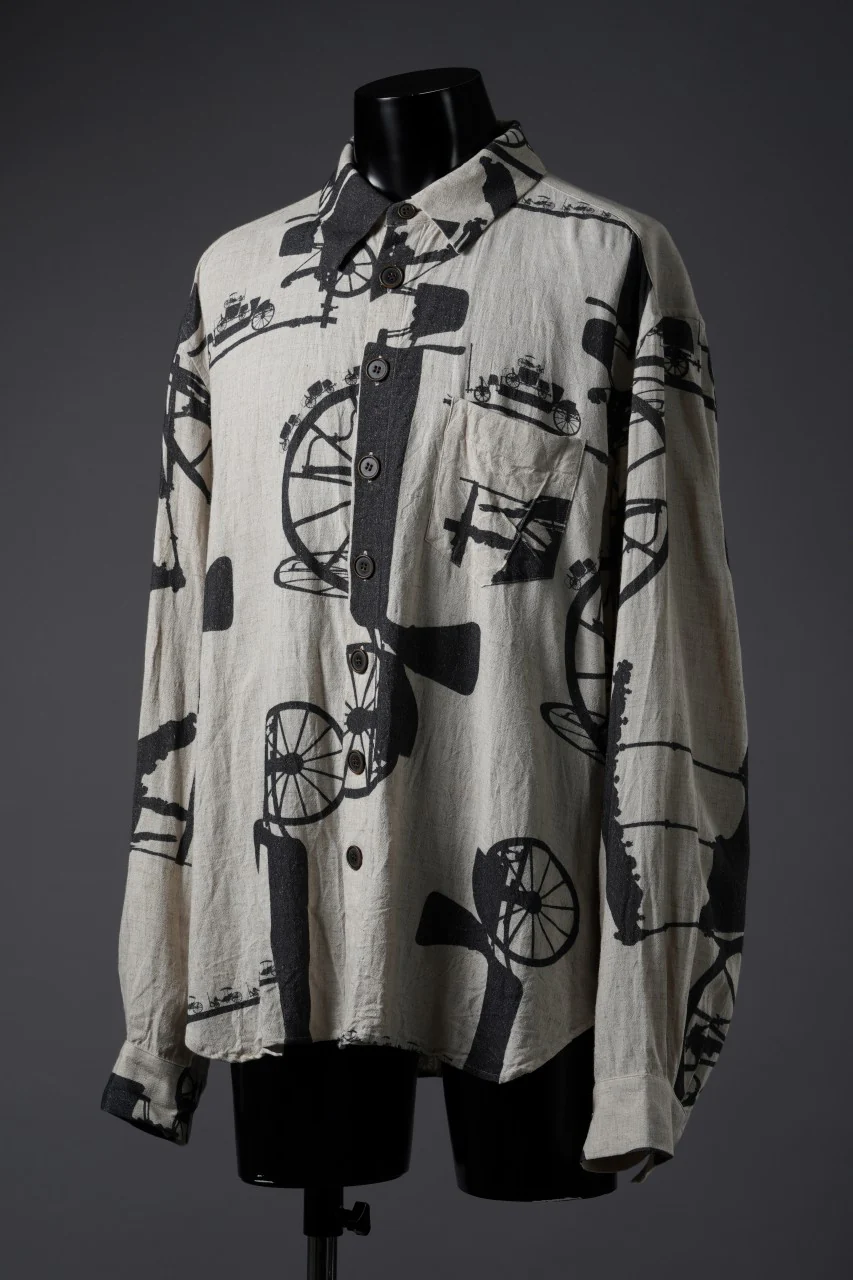 YUTA MATSUOKA classic shirt / antique wagon print (ecru/print) - Image 5