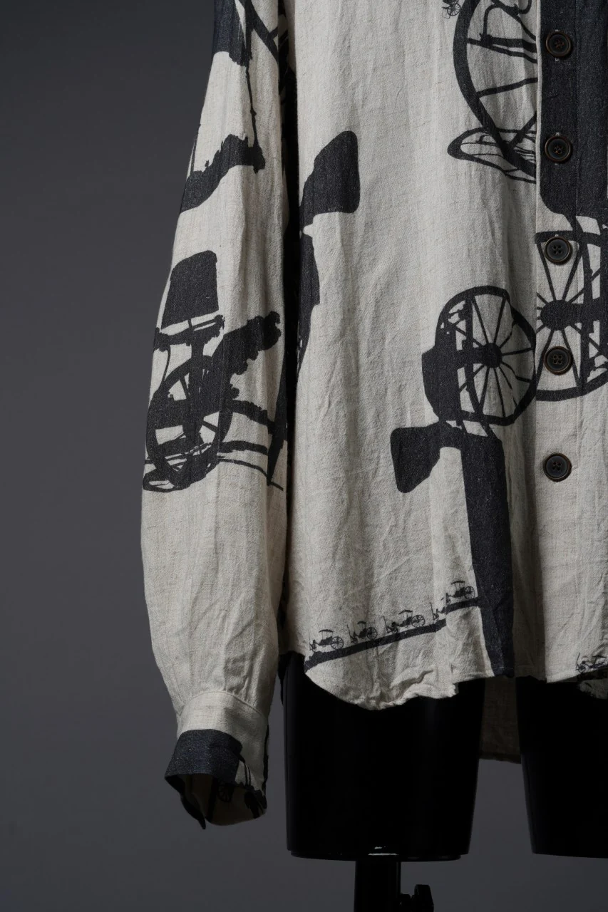 YUTA MATSUOKA classic shirt / antique wagon print (ecru/print) - Image 8