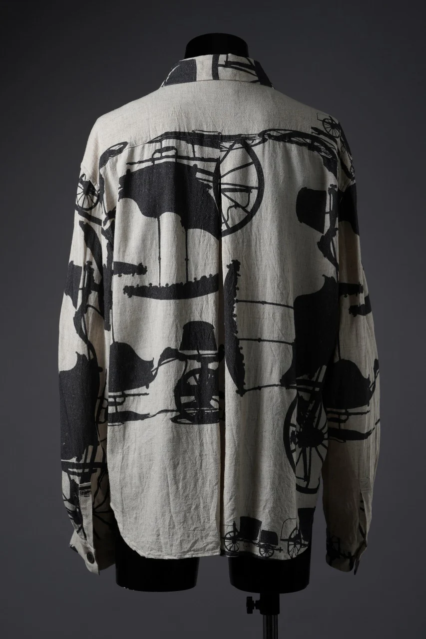 YUTA MATSUOKA classic shirt / antique wagon print (ecru/print) - Image 9