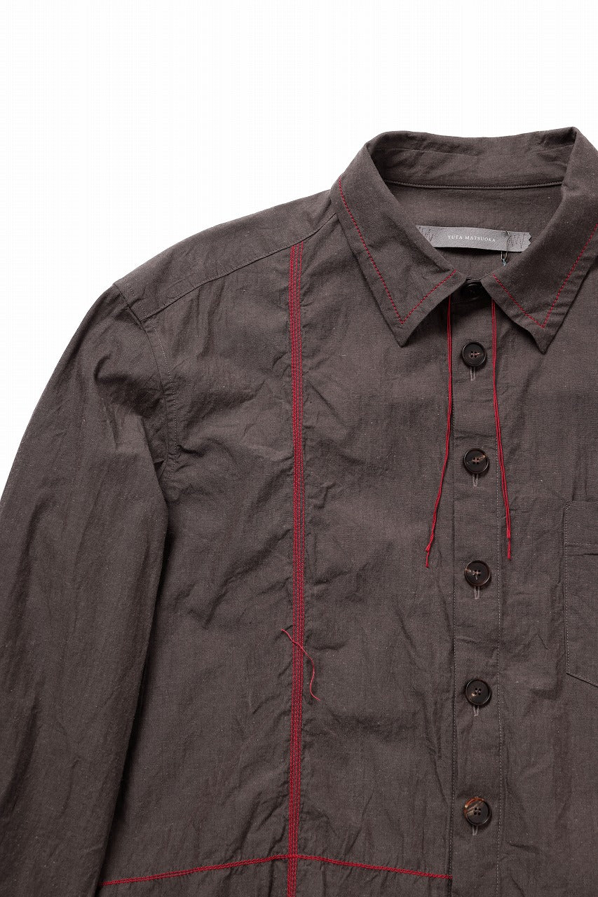 YUTA MATSUOKA classic shirt / cotton ramie chambray  (light brown) - Image 4