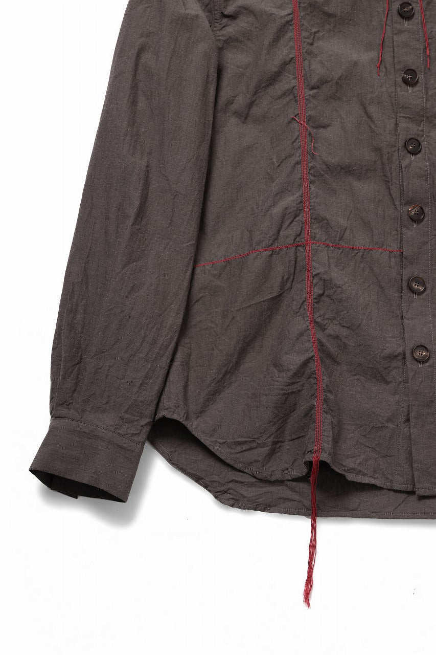 YUTA MATSUOKA classic shirt / cotton ramie chambray  (light brown) - Image 5