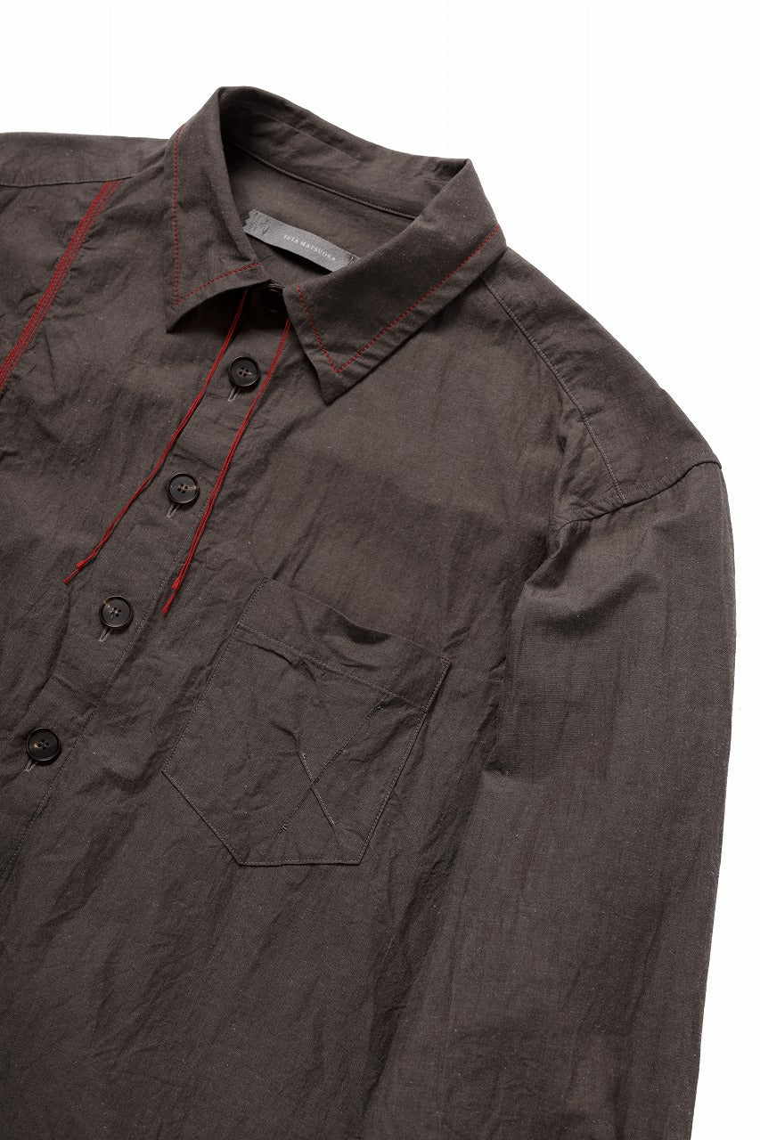 YUTA MATSUOKA classic shirt / cotton ramie chambray  (light brown) - Image 6