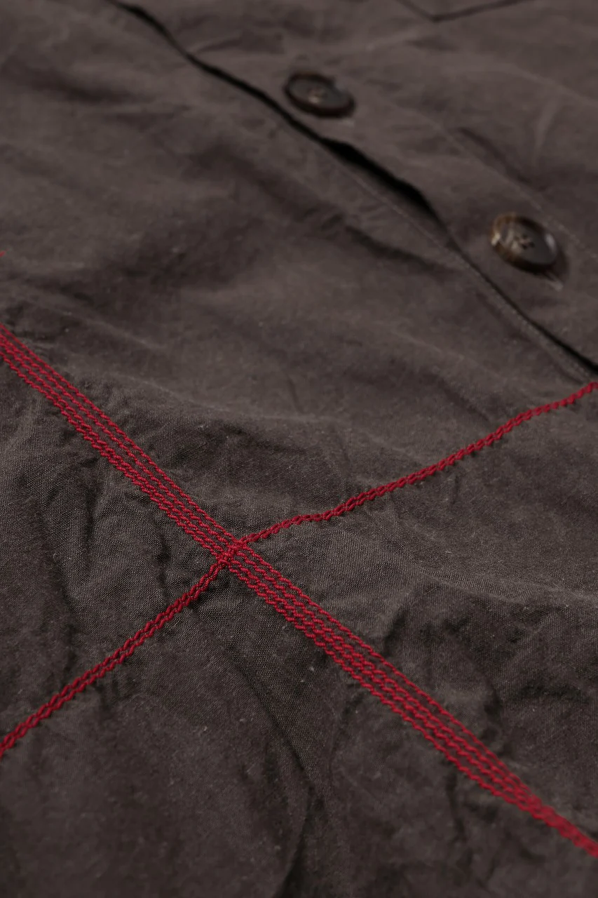 YUTA MATSUOKA classic shirt / cotton ramie chambray  (light brown) - Image 7