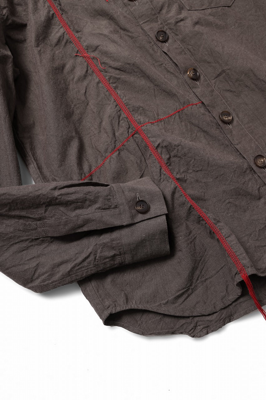 YUTA MATSUOKA classic shirt / cotton ramie chambray  (light brown) - Image 8
