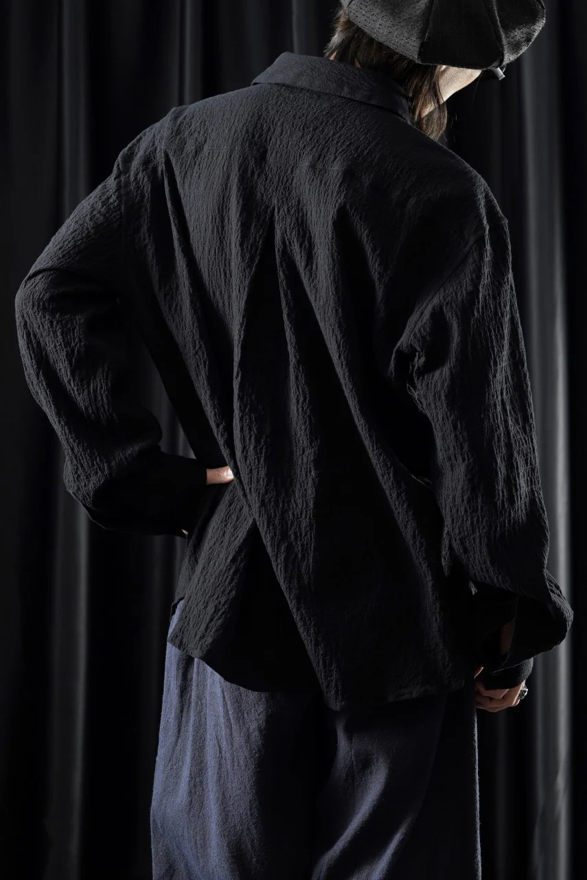 YUTA MATSUOKA classic shirt / shirring lawn (black) - Image 11
