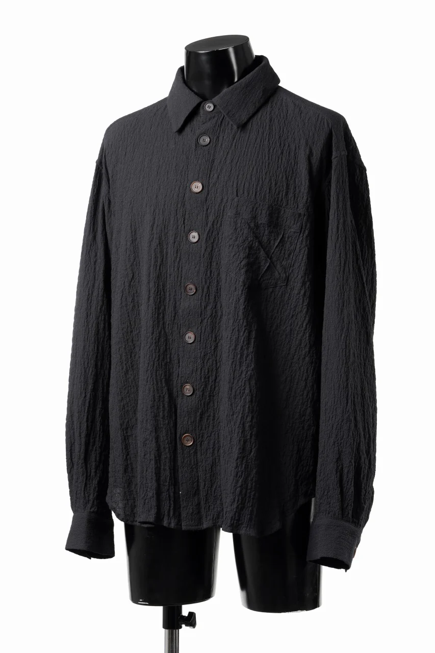 YUTA MATSUOKA classic shirt / shirring lawn (black) - Image 4