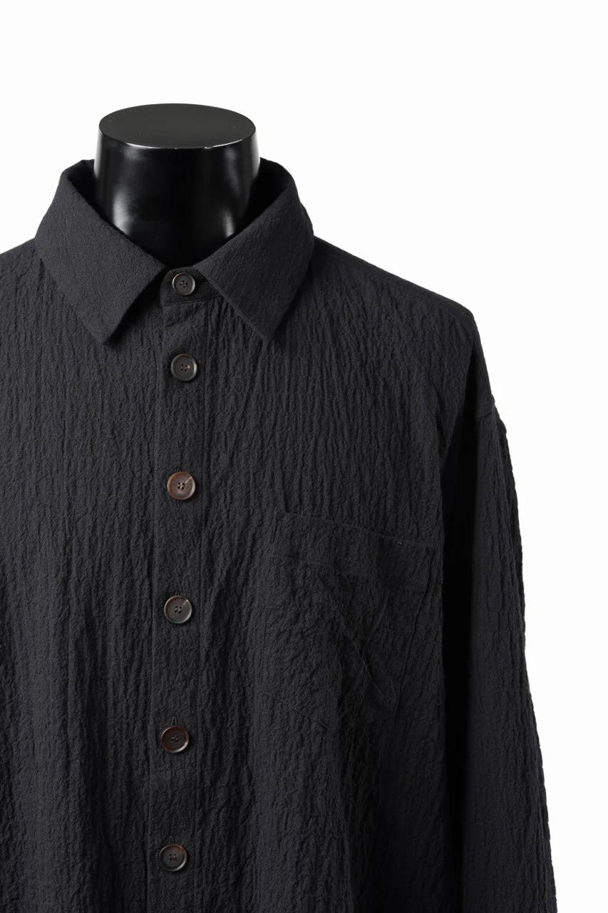 YUTA MATSUOKA classic shirt / shirring lawn (black) - Image 6