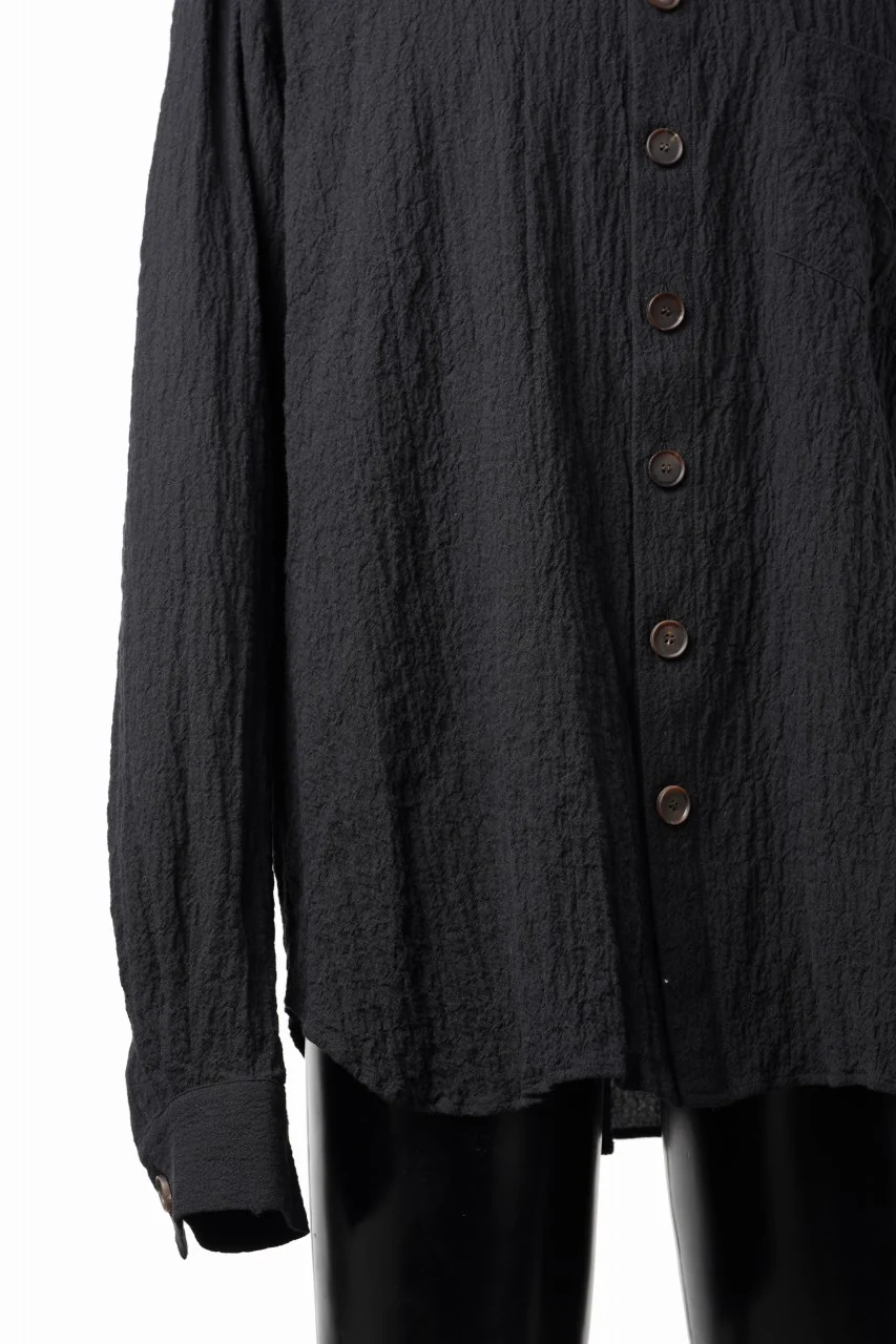 YUTA MATSUOKA classic shirt / shirring lawn (black) - Image 7