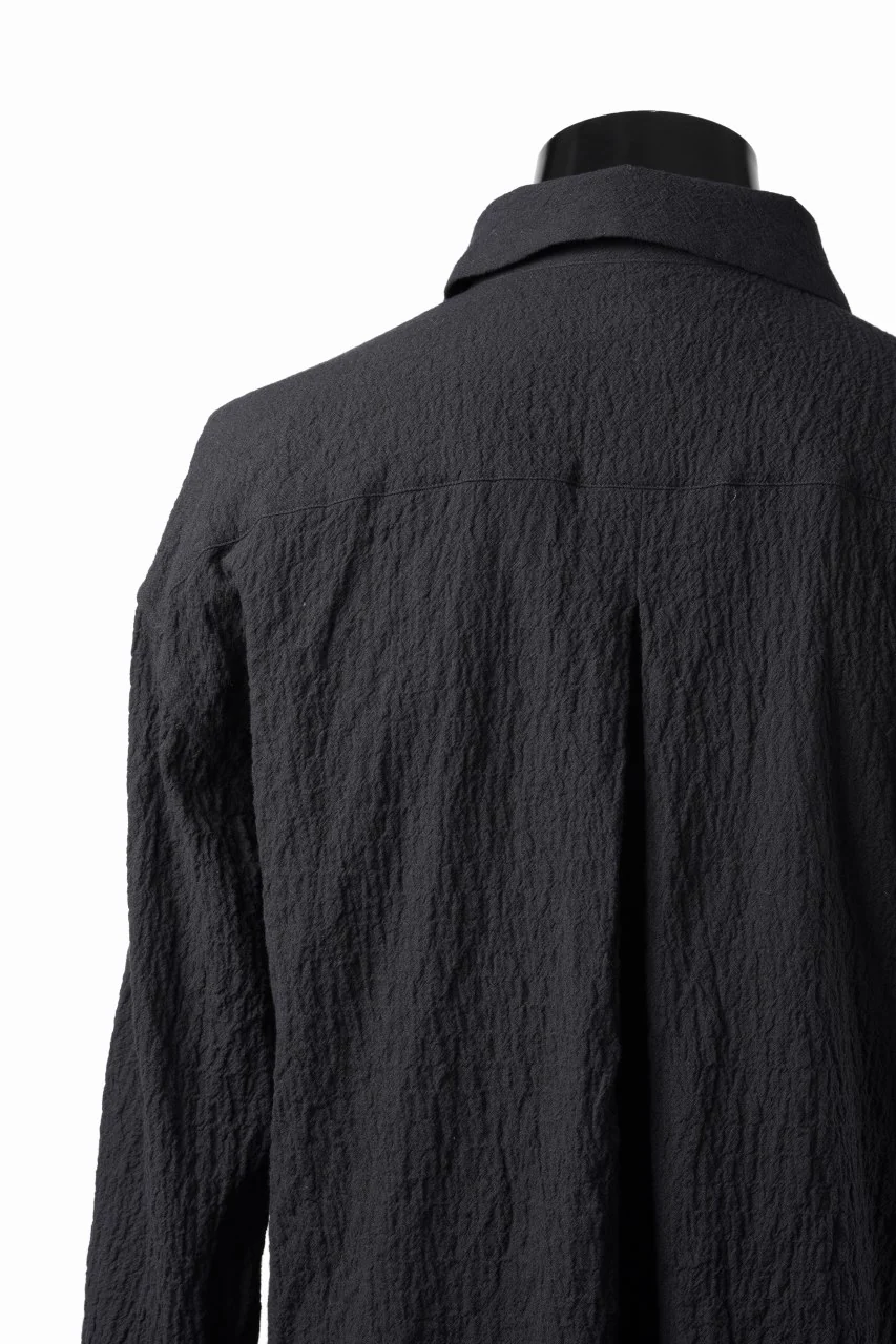 YUTA MATSUOKA classic shirt / shirring lawn (black) - Image 8