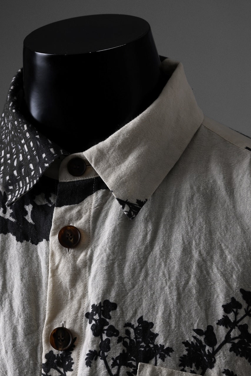 YUTA MATSUOKA classic shirt / washer cotton linen antique print (ecru) - Image 10