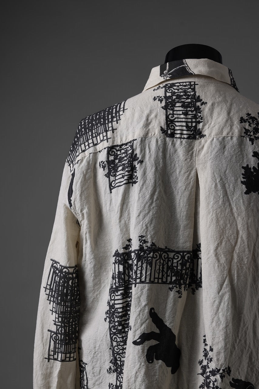 YUTA MATSUOKA classic shirt / washer cotton linen antique print (ecru) - Image 13