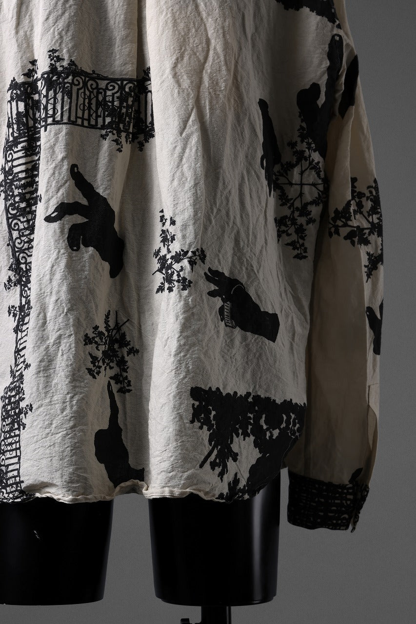 YUTA MATSUOKA classic shirt / washer cotton linen antique print (ecru) - Image 14