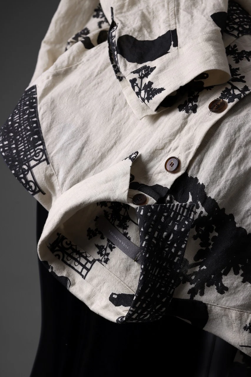 YUTA MATSUOKA classic shirt / washer cotton linen antique print (ecru) - Image 15