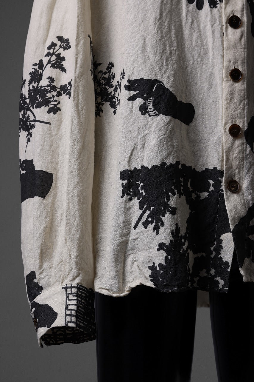 YUTA MATSUOKA classic shirt / washer cotton linen antique print (ecru) - Image 8