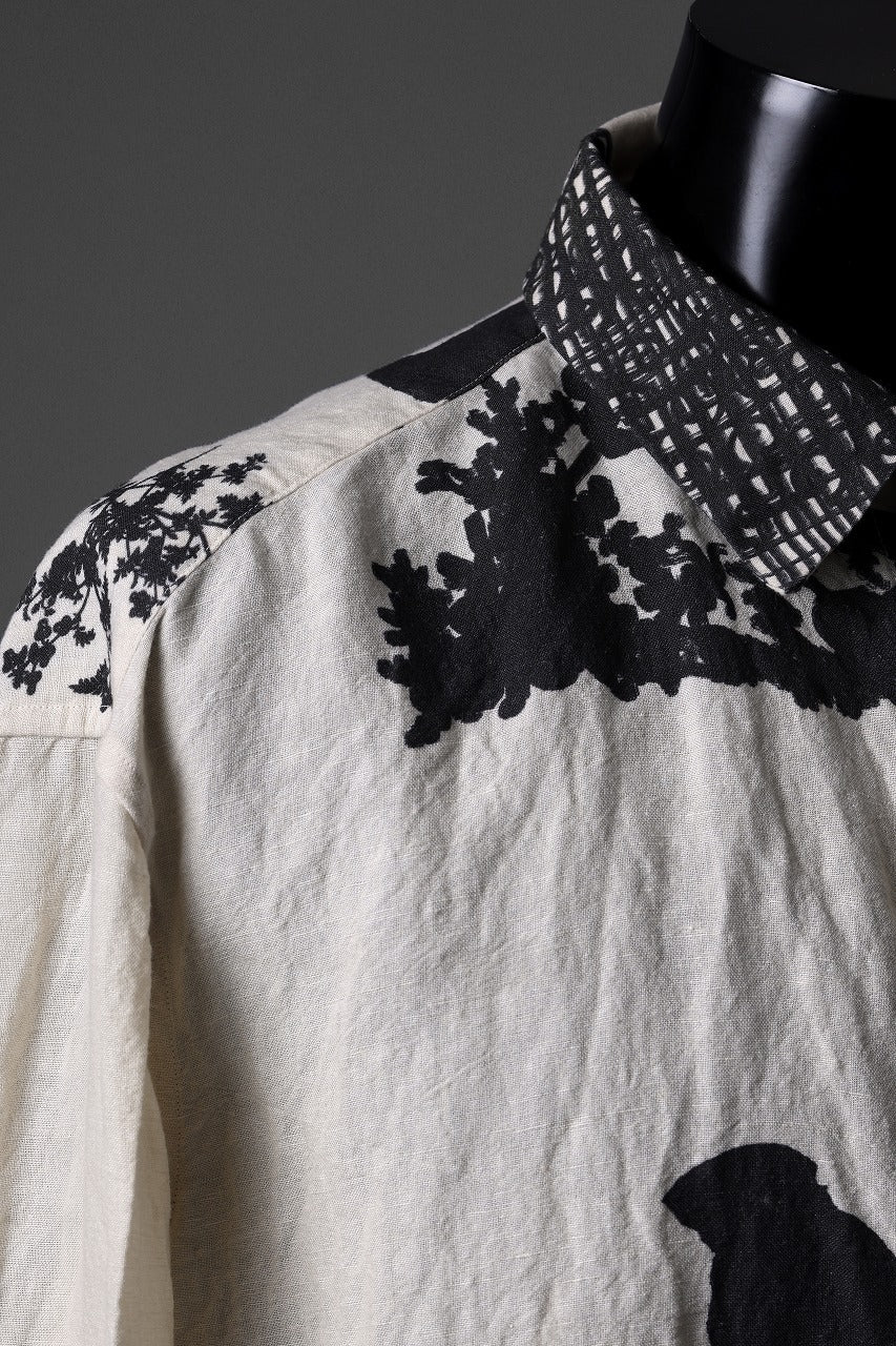 YUTA MATSUOKA classic shirt / washer cotton linen antique print (ecru) - Image 9