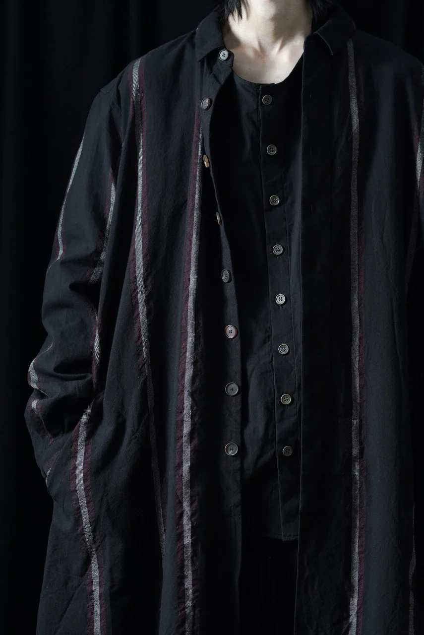 YUTA MATSUOKA collarless shirt / broad cloth cotton (black) - Image 11