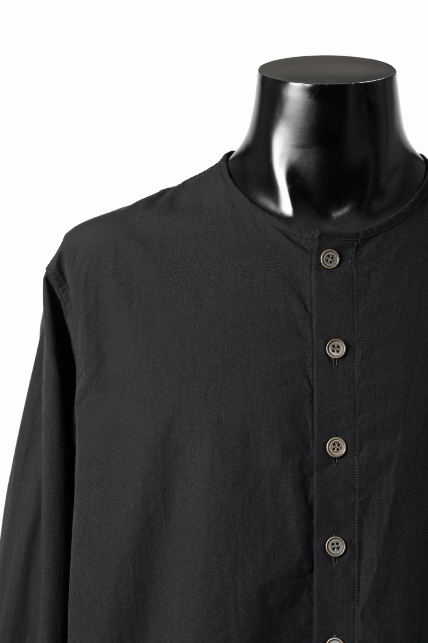 YUTA MATSUOKA collarless shirt / broad cloth cotton (black) - Image 4