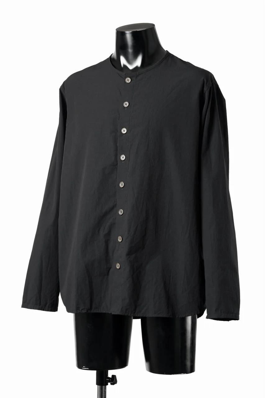 YUTA MATSUOKA collarless shirt / broad cloth cotton (black) - Image 5