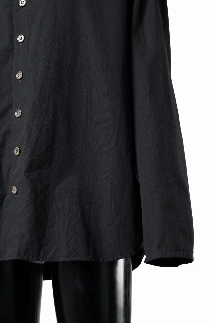 YUTA MATSUOKA collarless shirt / broad cloth cotton (black) - Image 6