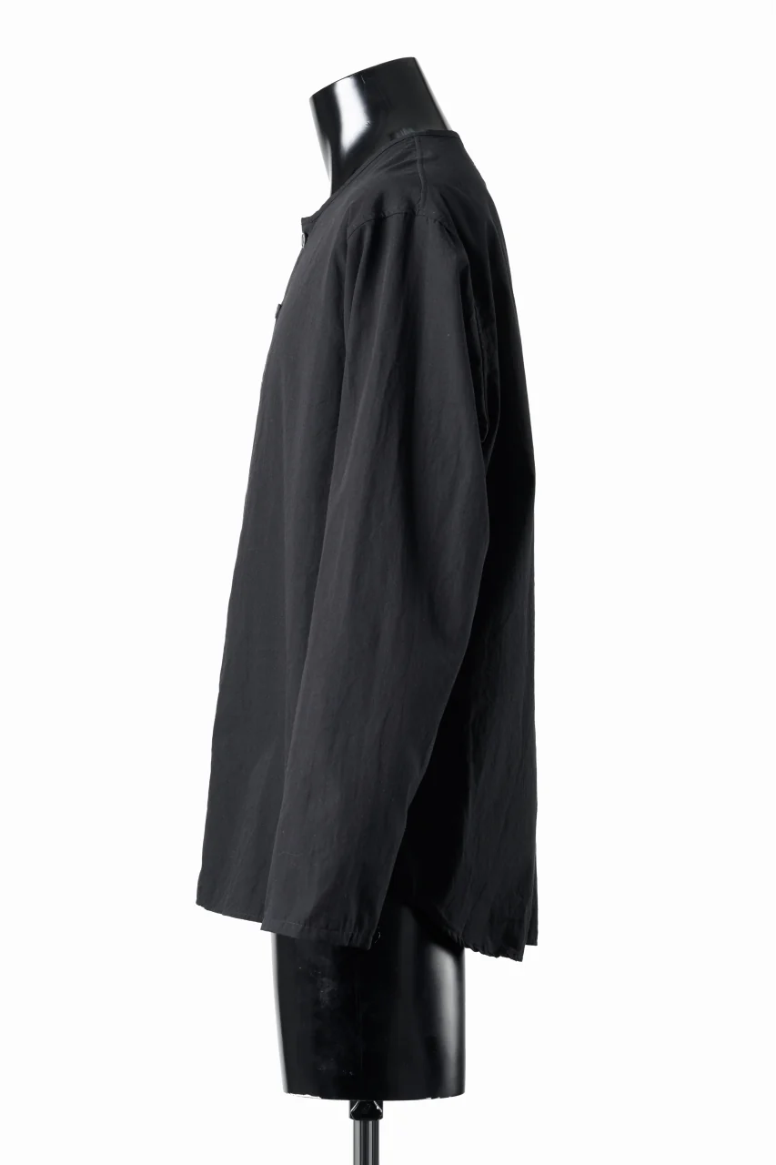 YUTA MATSUOKA collarless shirt / broad cloth cotton (black) - Image 7