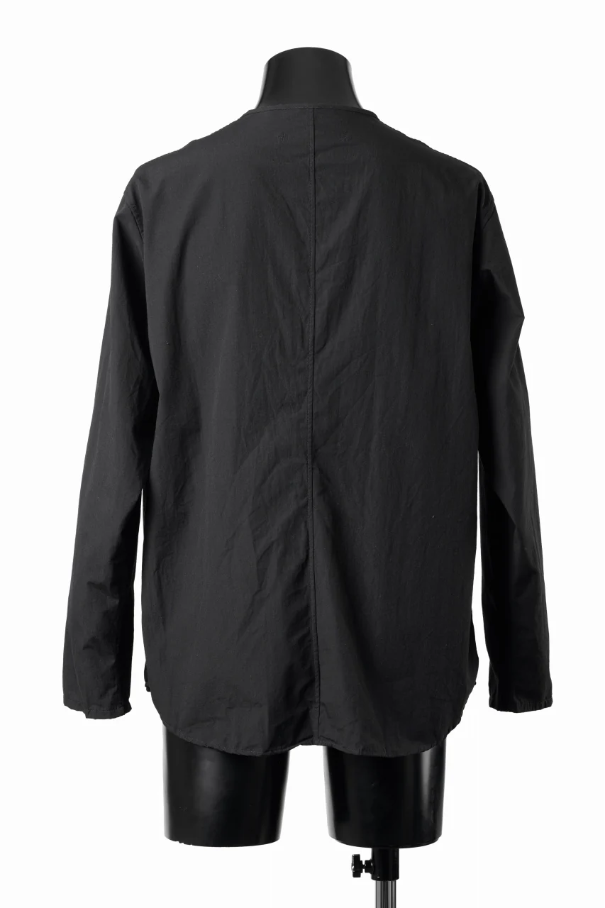 YUTA MATSUOKA collarless shirt / broad cloth cotton (black) - Image 8