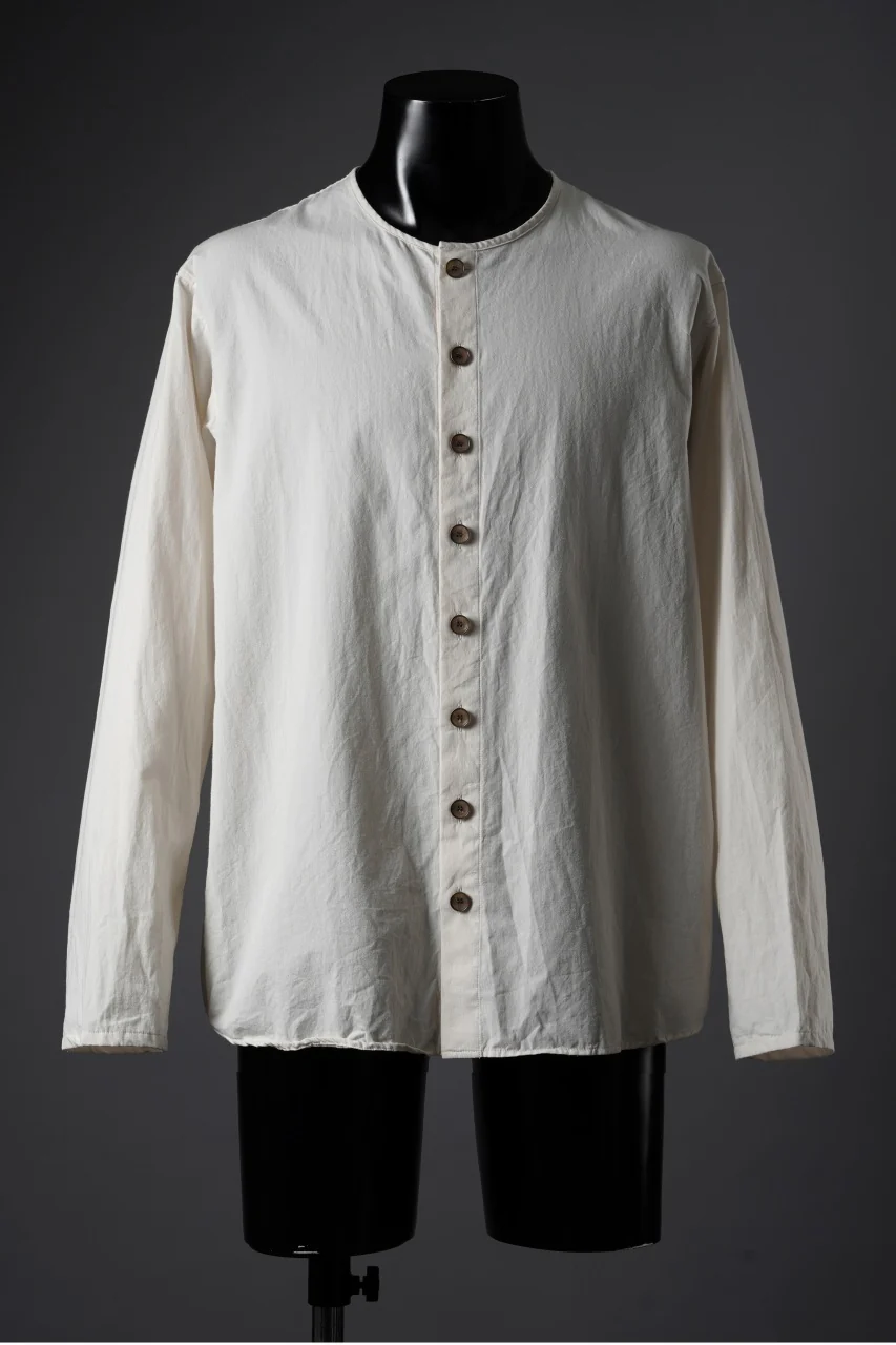 YUTA MATSUOKA collarless shirt / broad cloth cotton (off white)