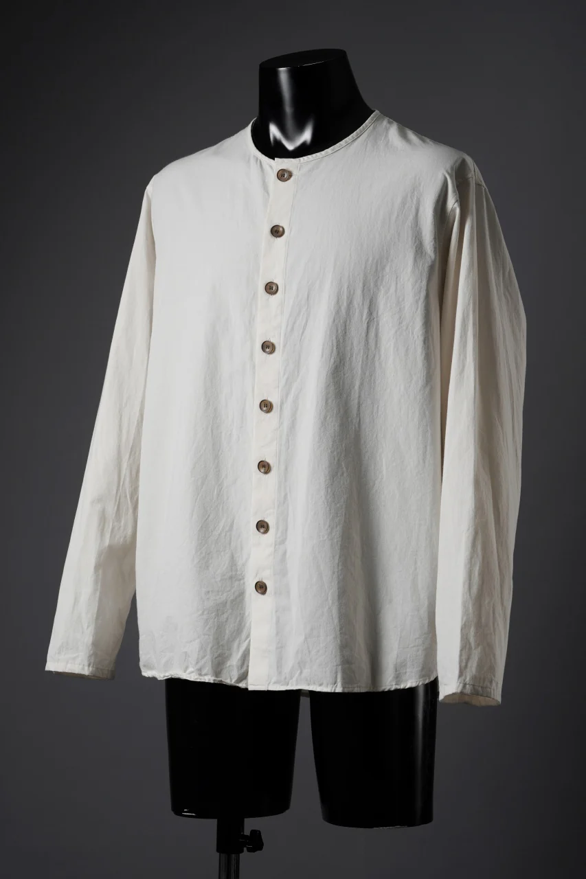 YUTA MATSUOKA collarless shirt / broad cloth cotton (off white) - Image 4