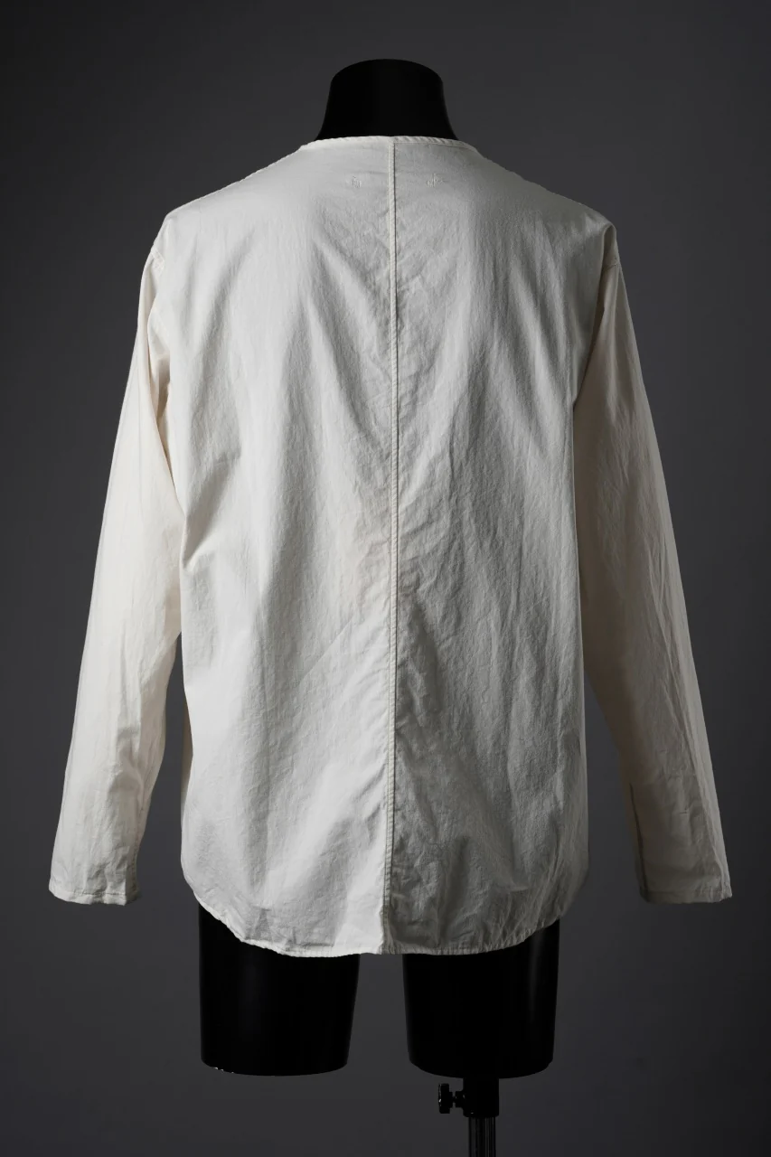 YUTA MATSUOKA collarless shirt / broad cloth cotton (off white) - Image 6