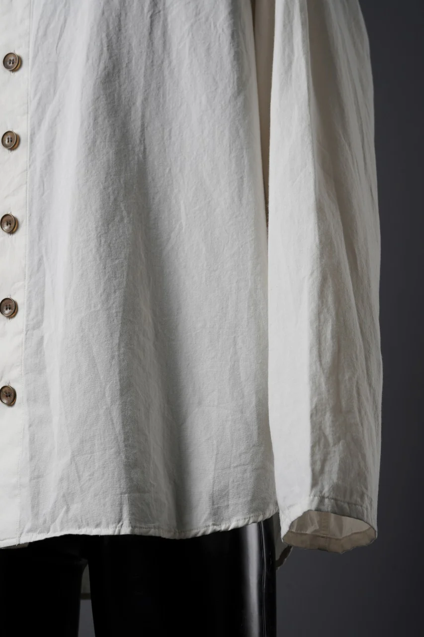 YUTA MATSUOKA collarless shirt / broad cloth cotton (off white) - Image 8
