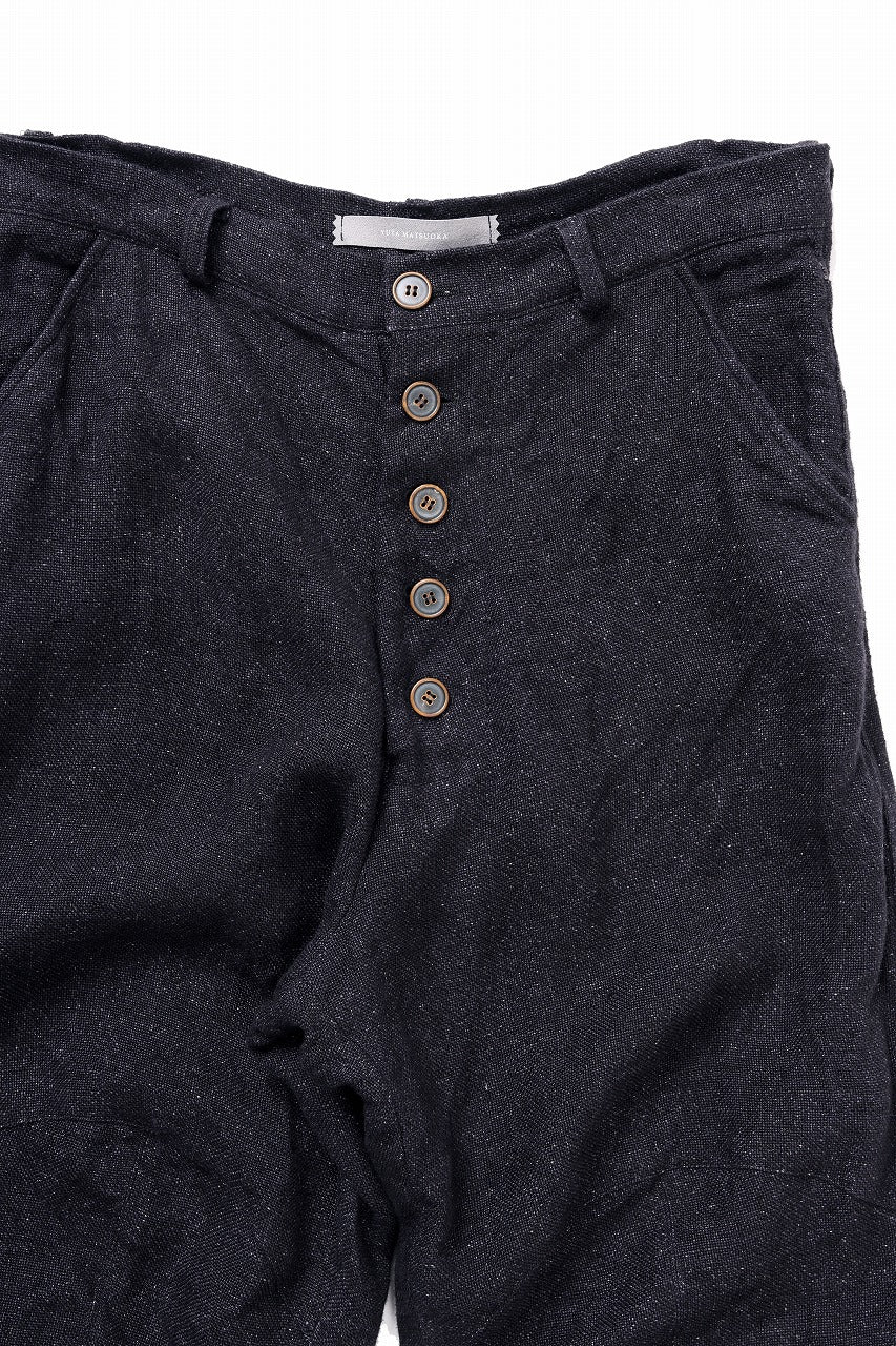 YUTA MATSUOKA cropped pants / medium white dyed linen (blue black) - Image 4
