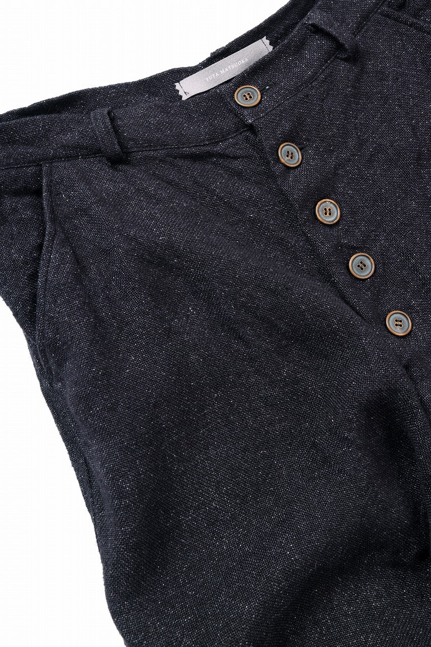 YUTA MATSUOKA cropped pants / medium white dyed linen (blue black) - Image 7