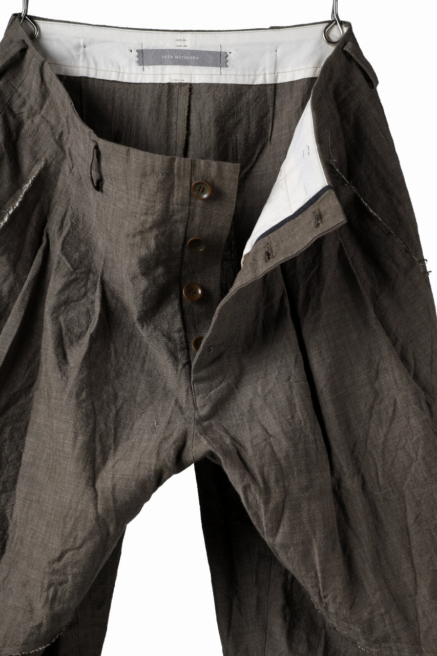 YUTA MATSUOKA cross switch cropped pants / spec dyed canvas (khaki) - Image 11
