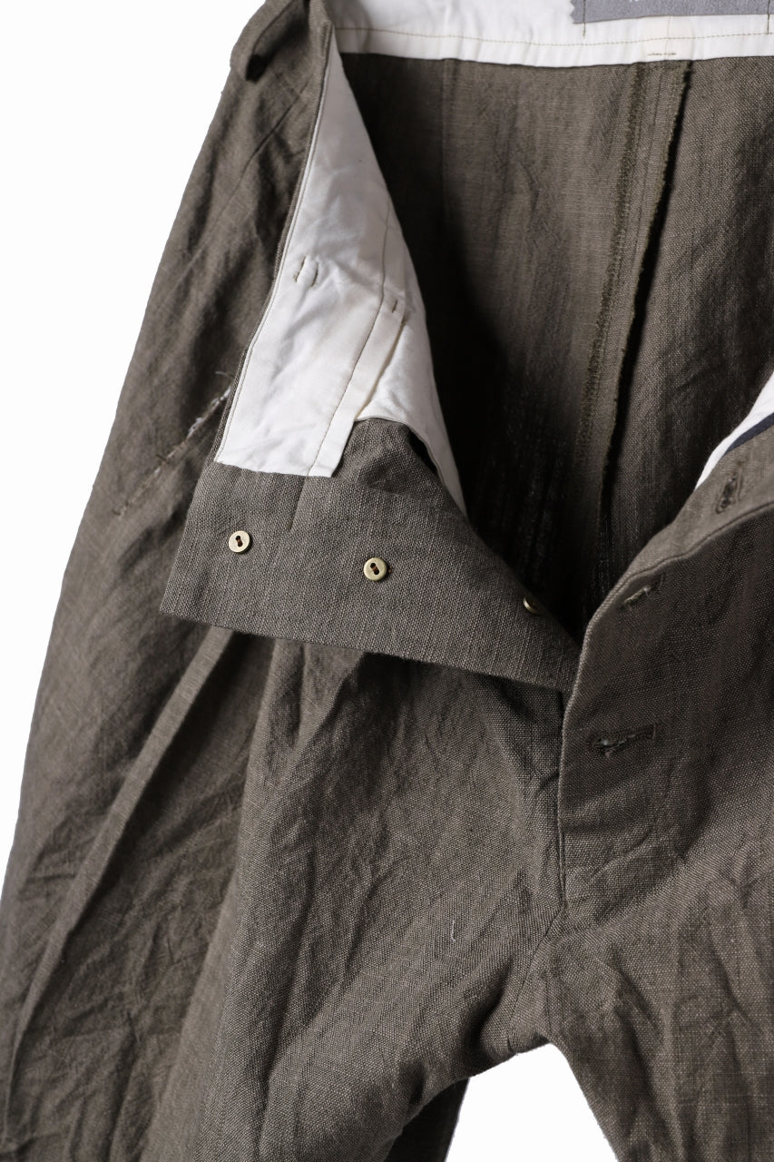 YUTA MATSUOKA cross switch cropped pants / spec dyed canvas (khaki) - Image 12
